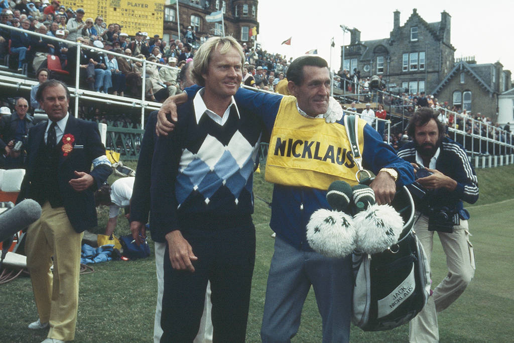 Jack Nicklaus celebrates winning his third Open in 1978
